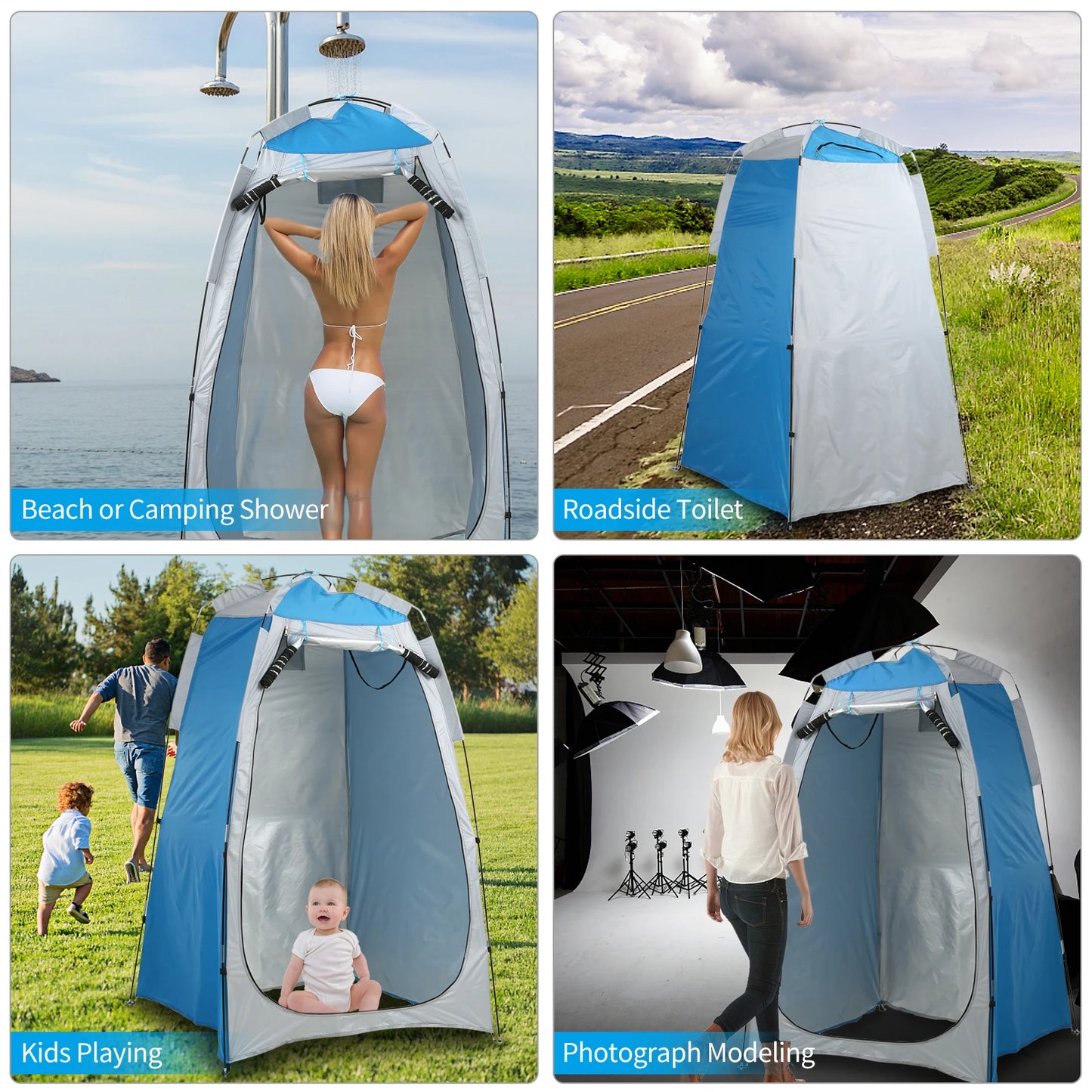 Portable Beach Shower & Toilet Privacy Tent with Window for Camping
