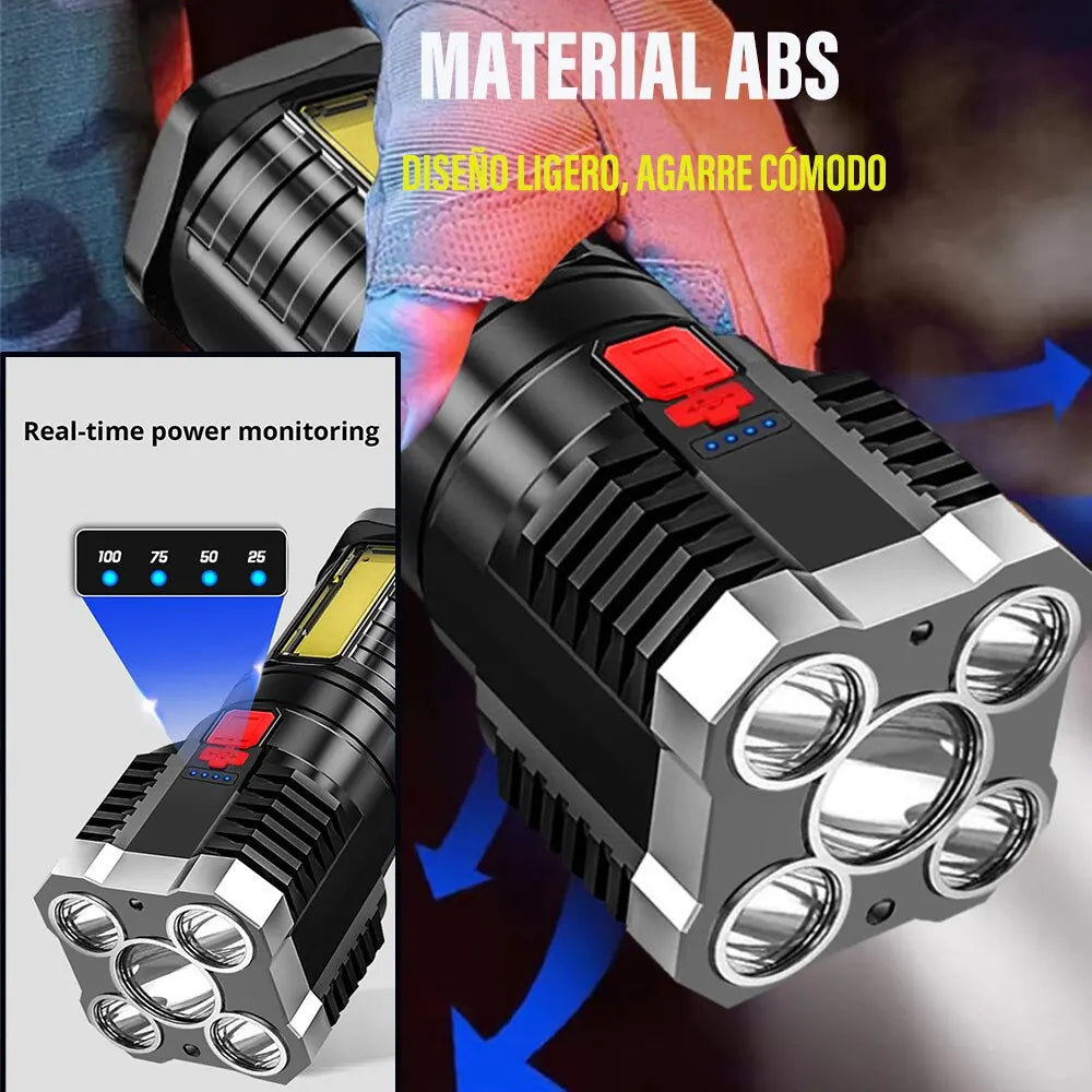 Rechargeable 5LED High Power Camping Spotlight with Side Light