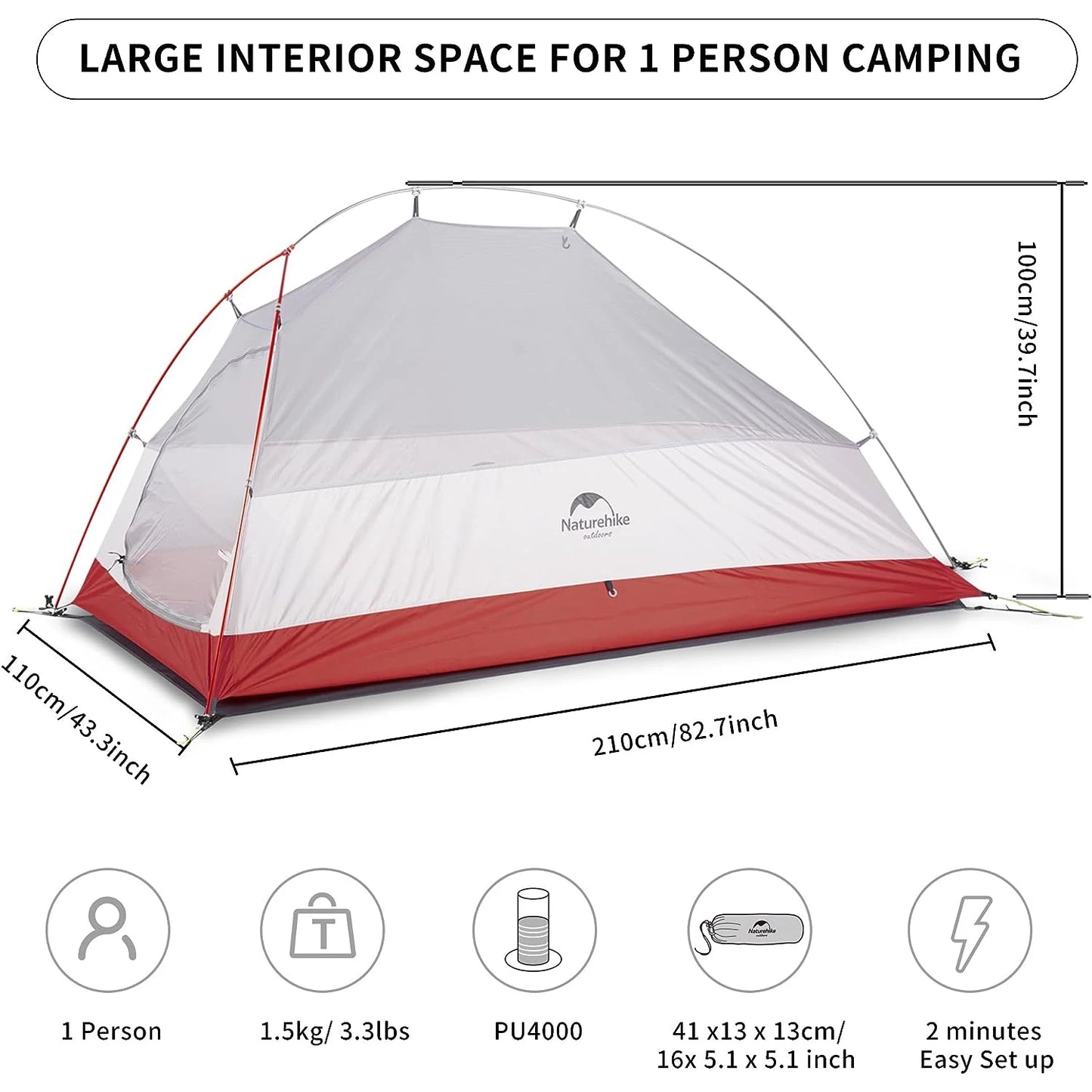 Naturehike Ultralight Portable 1-Person Tent - Cloud Up Series