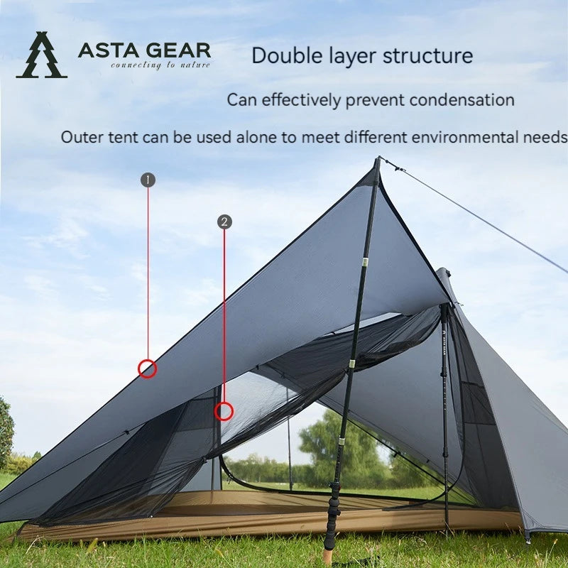 ASTA GEAR Yun Chuan 15D Nylon Ultralight Rodless Tent