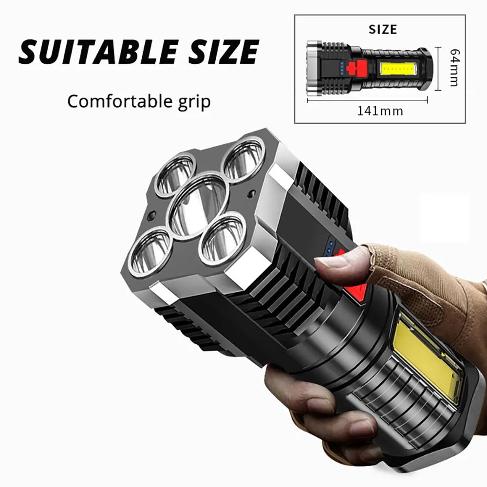 Rechargeable 5LED High Power Camping Spotlight with Side Light