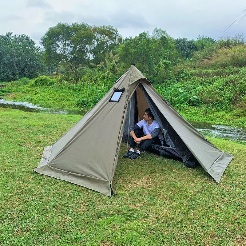 Flame-Retardant 1-Person Waterproof Winter Tipi with Snow Skirt